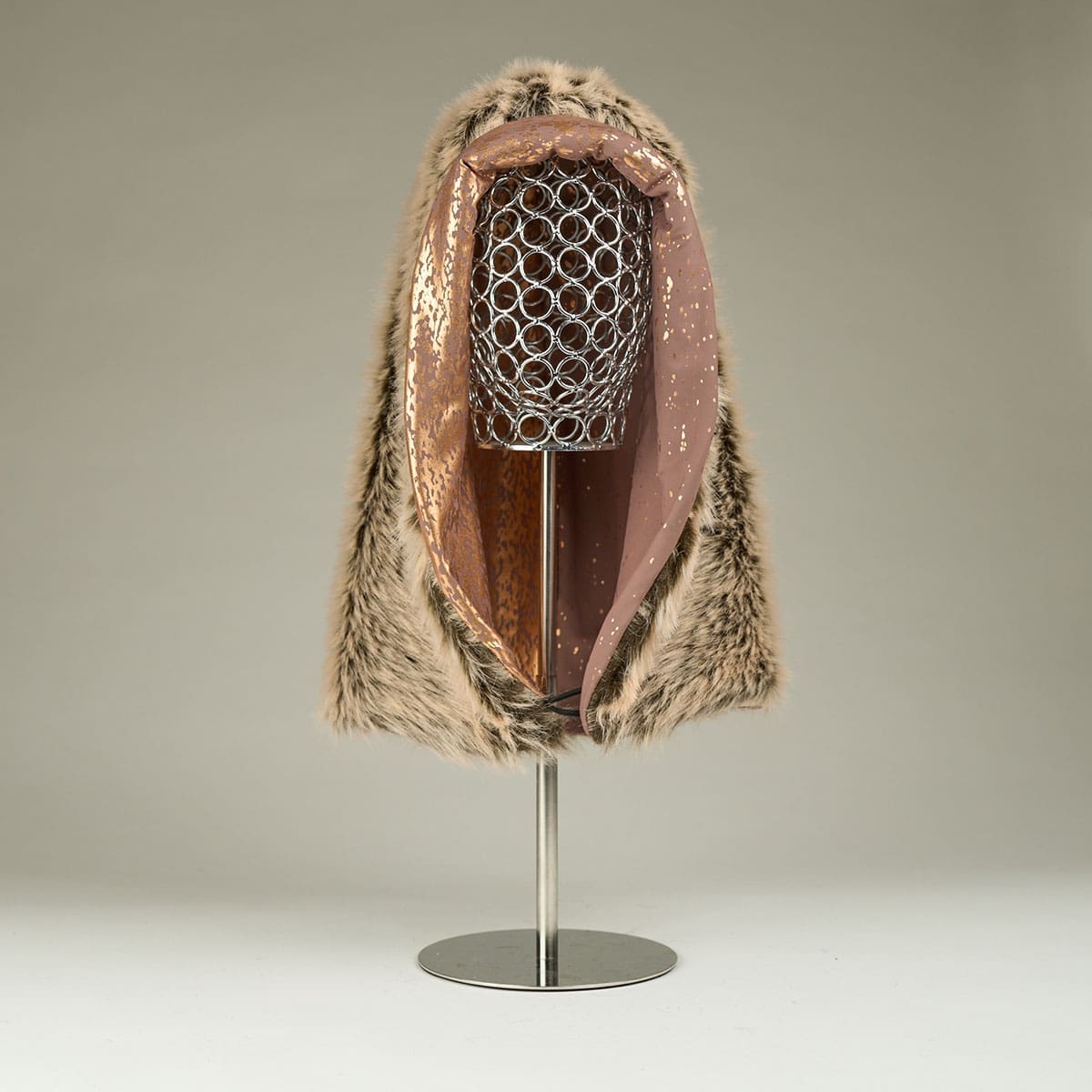Faux Fur, Stretch Fabric with Gold Speckled Abstract Pattern